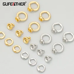 GUFEATHER,20pcs/lot,MG15,jewelry accessories,end caps for jewelry making,18k gold plated,copper,connect rings,diy accessories