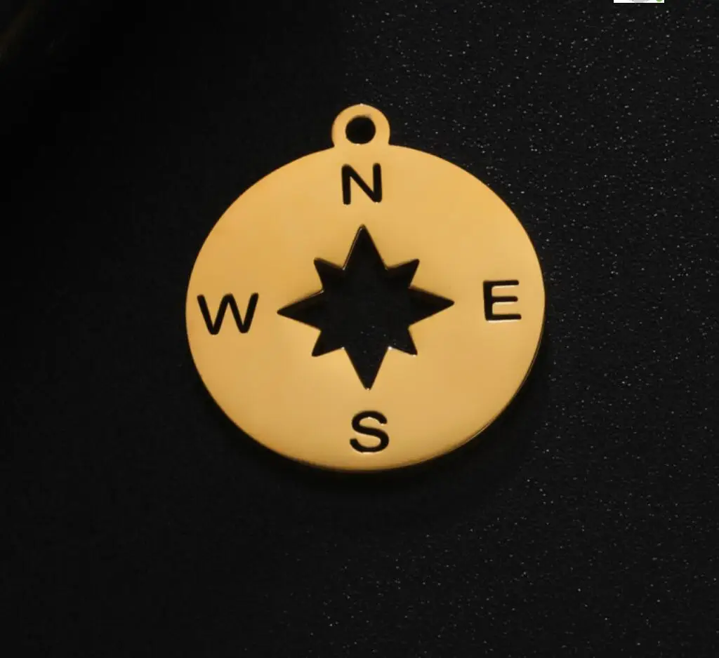 20pcs Stainless Steel Compass Charms Gold Color Necklace Pendant Bracelet Making DIY Jewelry Findings Handmade Supplies F0997