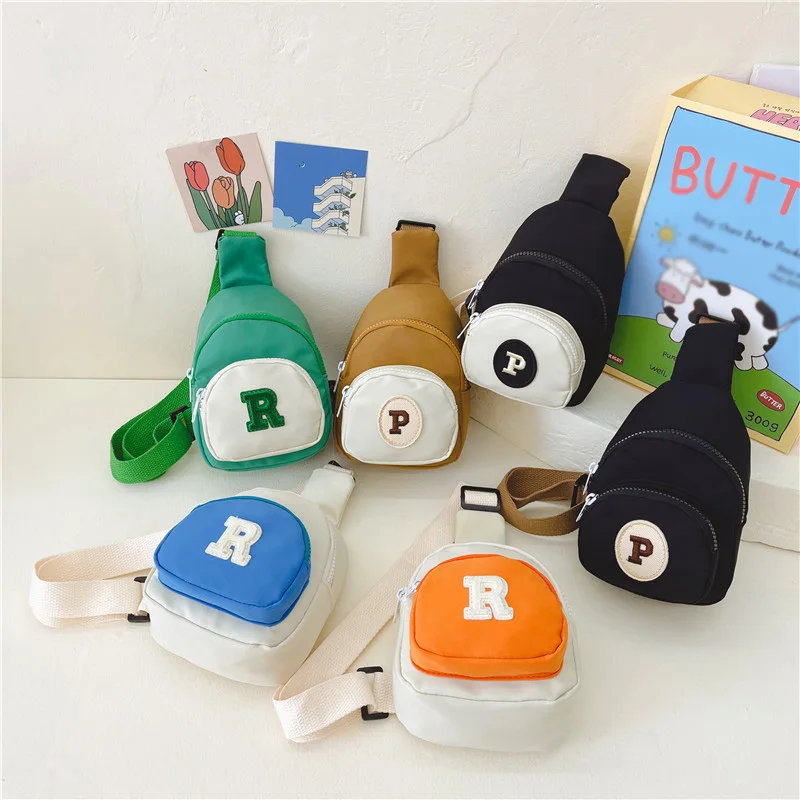 

Children's Single Bag Cool Boy Letter Contrast Chest Bag Nylon Casual Fashion Toddler Crossbody Bag