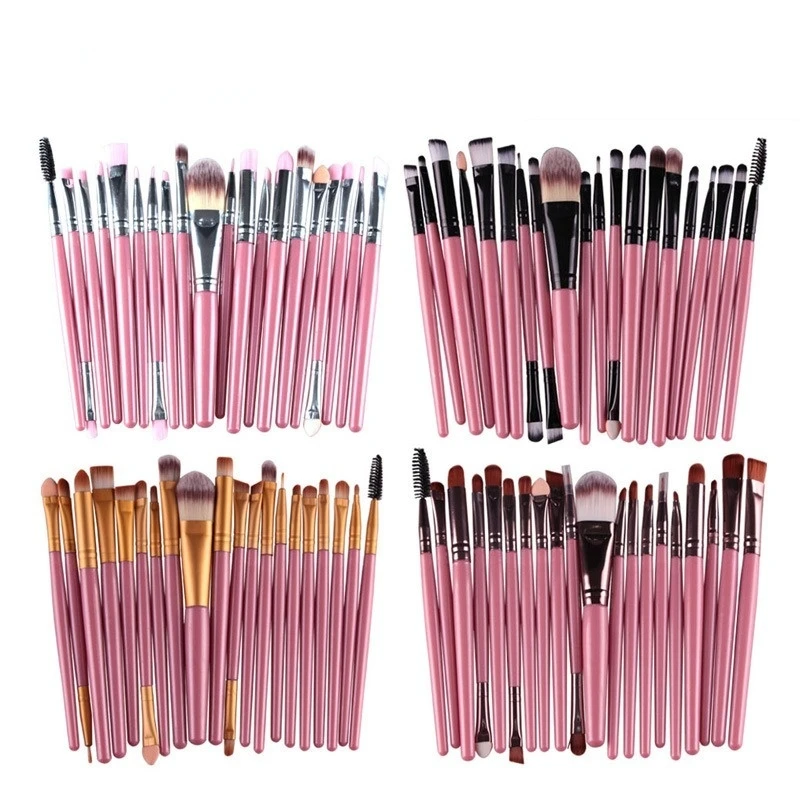 Professional Makeup Brushes Set, Punho De Plástico, Cabelo Sintético Macio, Fundação Em Pó, Sombra, Maquiagem, Cosméticos, 20Pcs