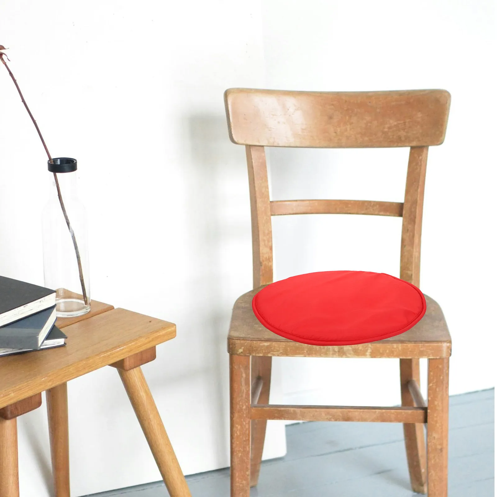 1Pcs Round Seat Cushion Red Diameter 38Cm Thickened Sponge Chair Pad for Home Office School Restaurant Dining Room