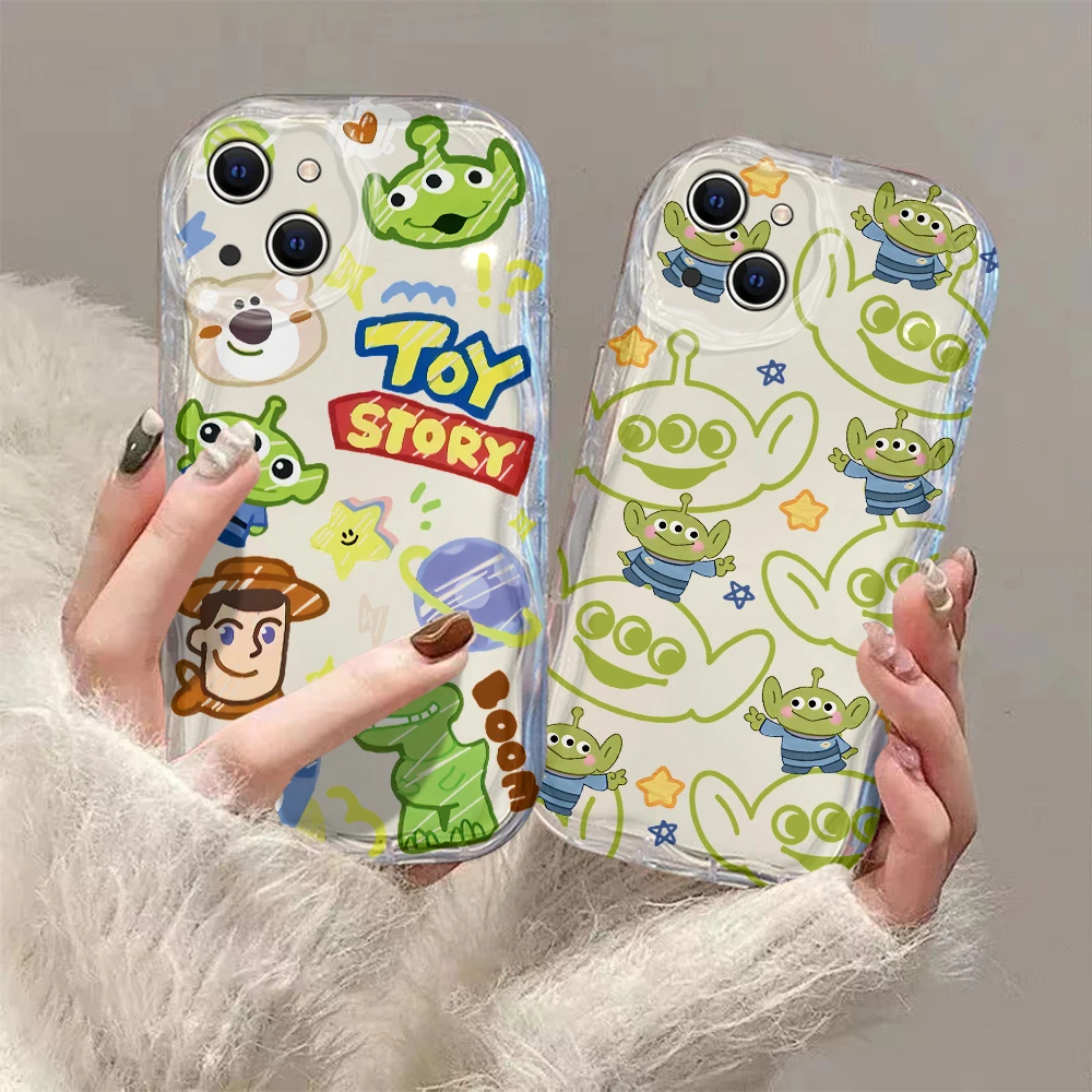 Cartoon Toy Story Alien 3D Wave Case For iPhone 16 15 14 13 12 11 Pro Max Mini X XR XSMAX 8 7 6S Plus Soft Silicone Cover Funda