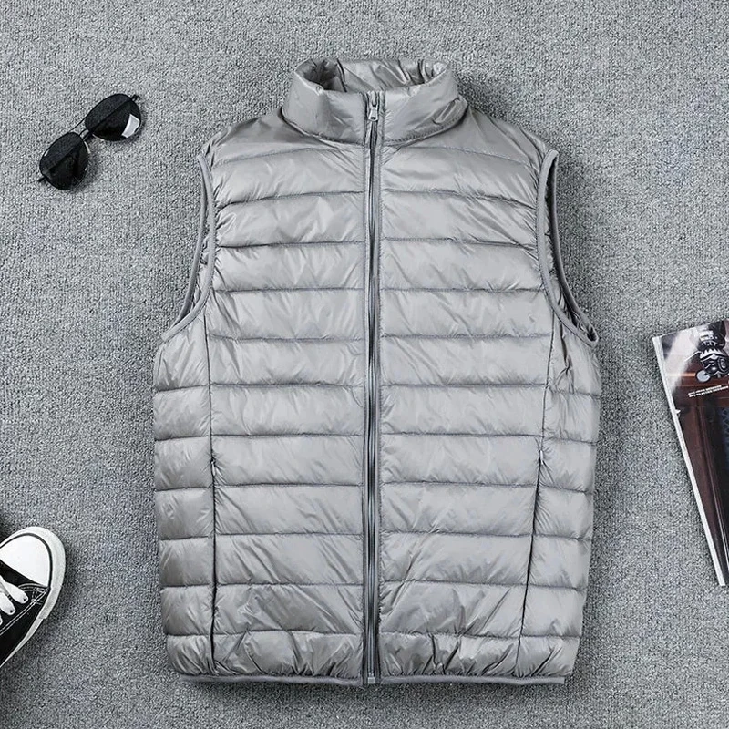 Winter Men Duck Down Vest New Coat Ultralight Sleeveless Puffer Vest Jacket Ultra Thin Warm Lightweight Down Jacket Waistcoat