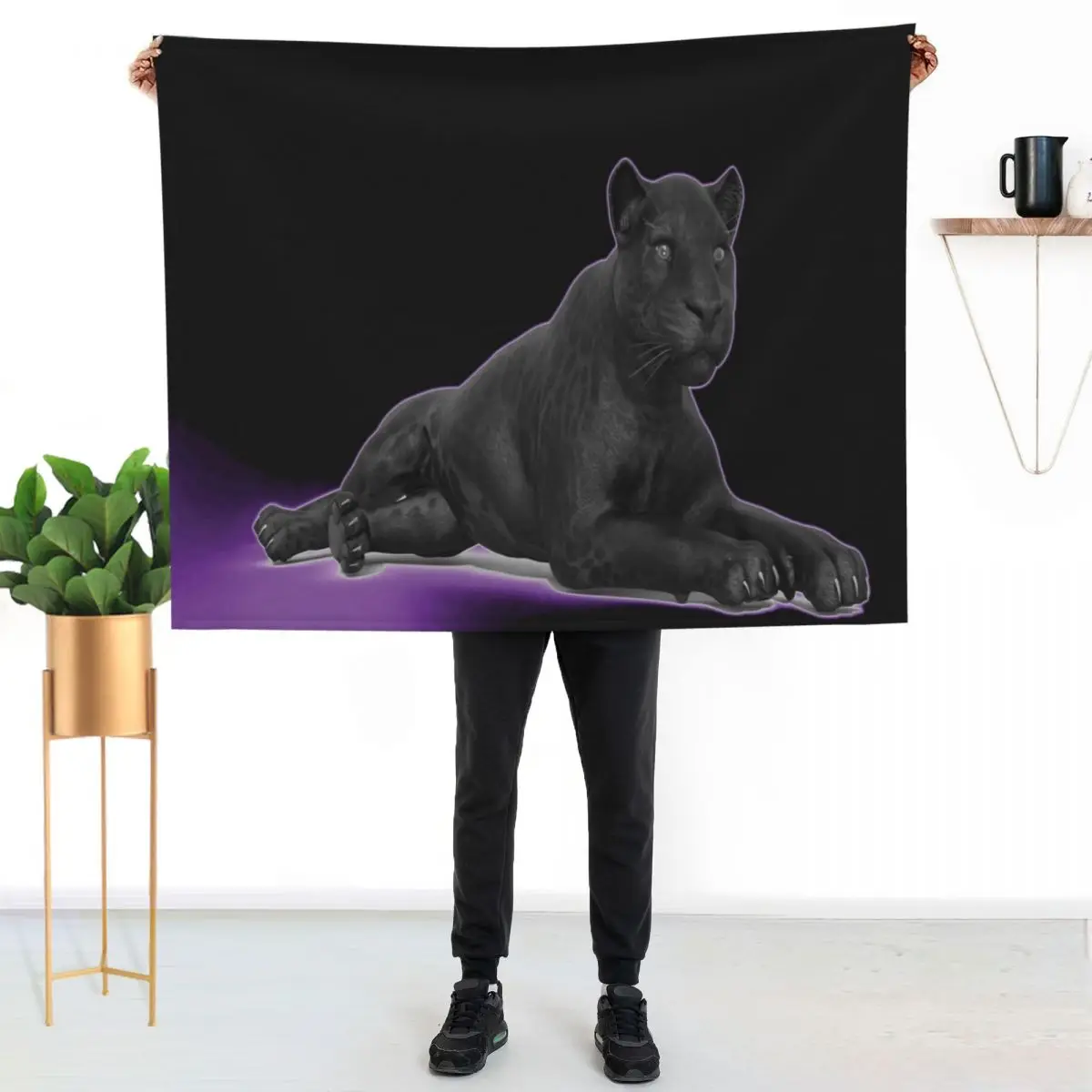 Panther At Rest Throw Blanket Plaid on the sofa Summer Beddings Stuffeds Furry Sofa Throw warm winter Blankets