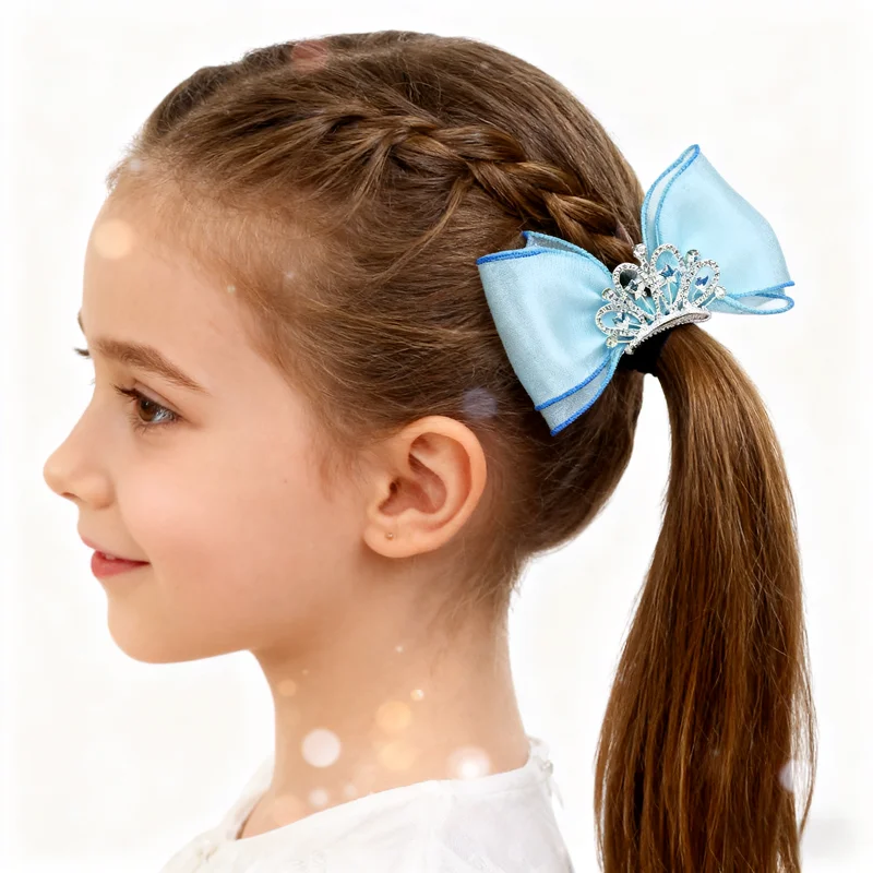 Soft ribbon hair clips, princess crown hair clips, bow hair clips, Christmas and New Year gifts for girls.