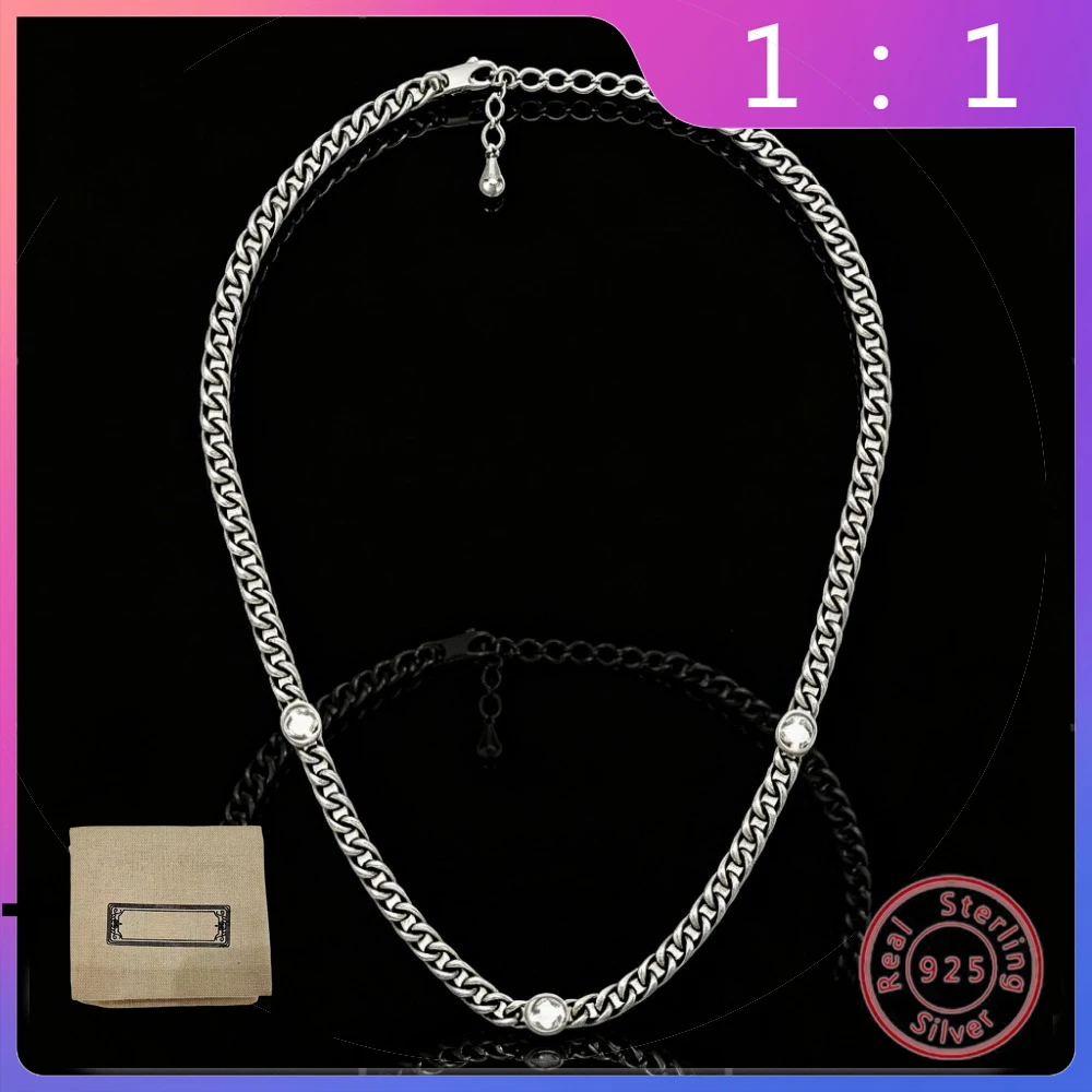 

Серебряное ожерелье S925 пробы в винтажном стиле, легкая роскошь, модный тренд, ретро, кубинское серебряное ожерелье с буквами, универсальное, нишевое