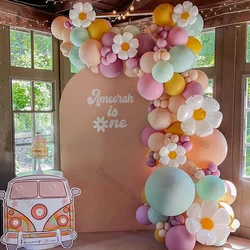 Two Groovy Balloon Arch Garland Daisy Flower Girl Baptism Christening 1st Birthday Party Baby Shower Country Wedding Decorations