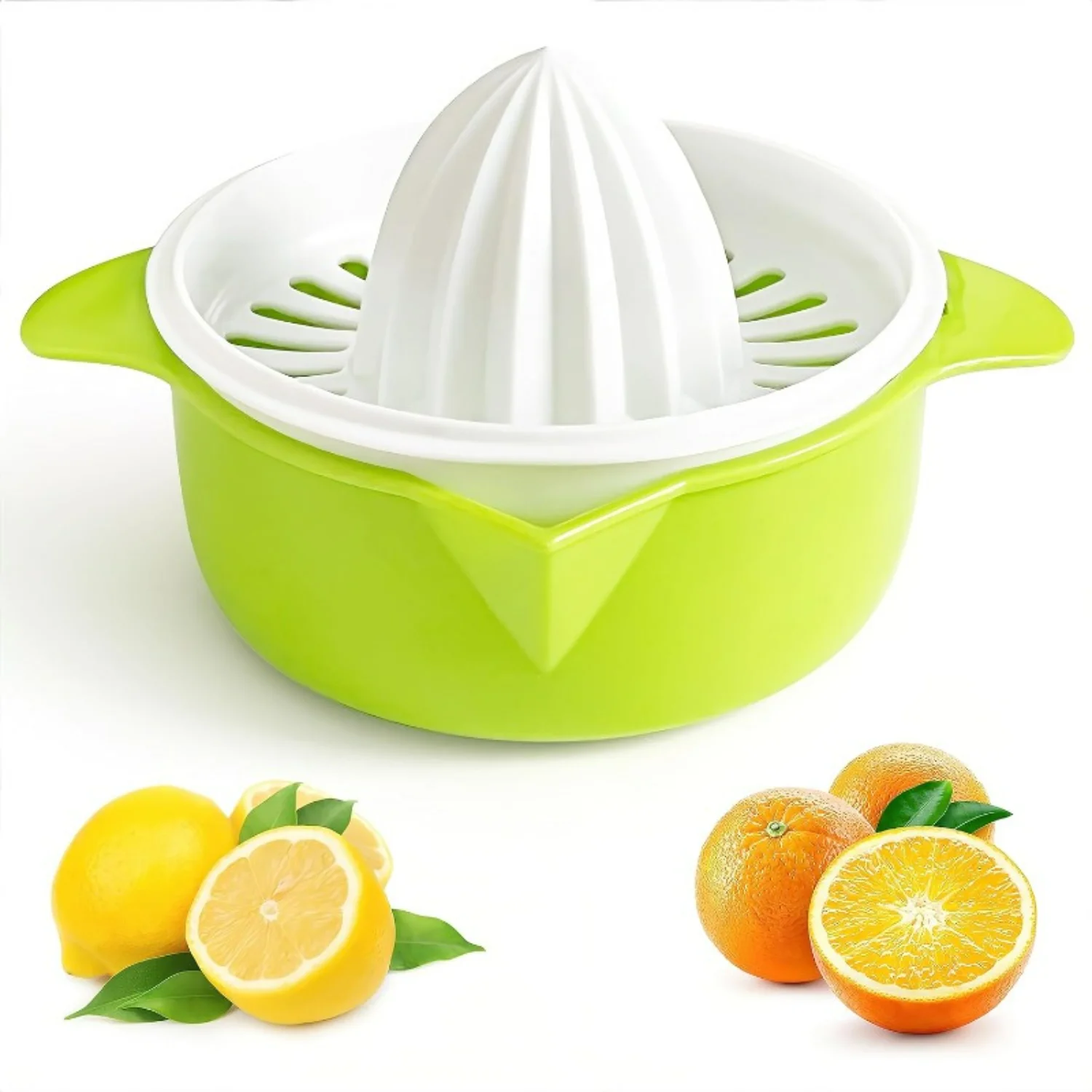 Plastic Lemon Squeezer Citrus Juicer with Pour Spout & Strainer - Seedless Orange Juice Extractor