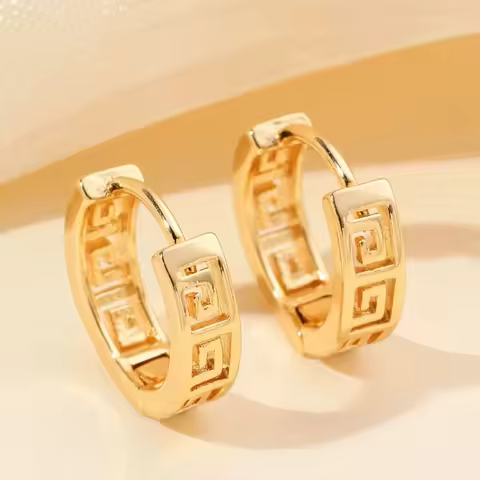 New Charm Trendy Geometric Hollow Grid Hoop Earrings for Women Charm Gold Color Stainless Steel Korea Earring Jewelry Colorfast