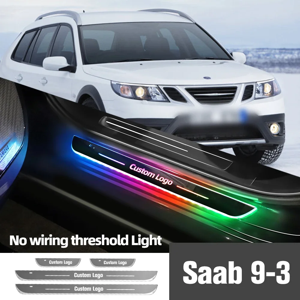 

Для Saab 9-3 9-3X 1998-2015 2008 2009 2012 2014 автомобильный порог с индивидуальным логотипом, светодиодный порог, педаль, аксессуары