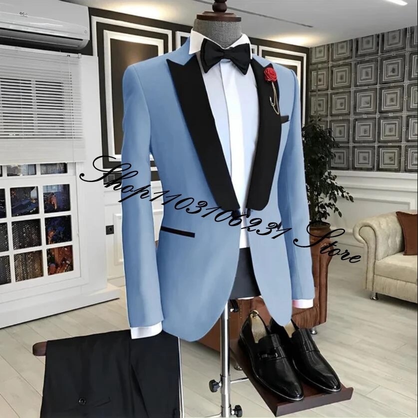 Tailor-made Suits for Men 2 Pieces Slim Fit Formal Wedding Groom Tuxedos Fashion Luxury Business Blazer Pants Costume Homme