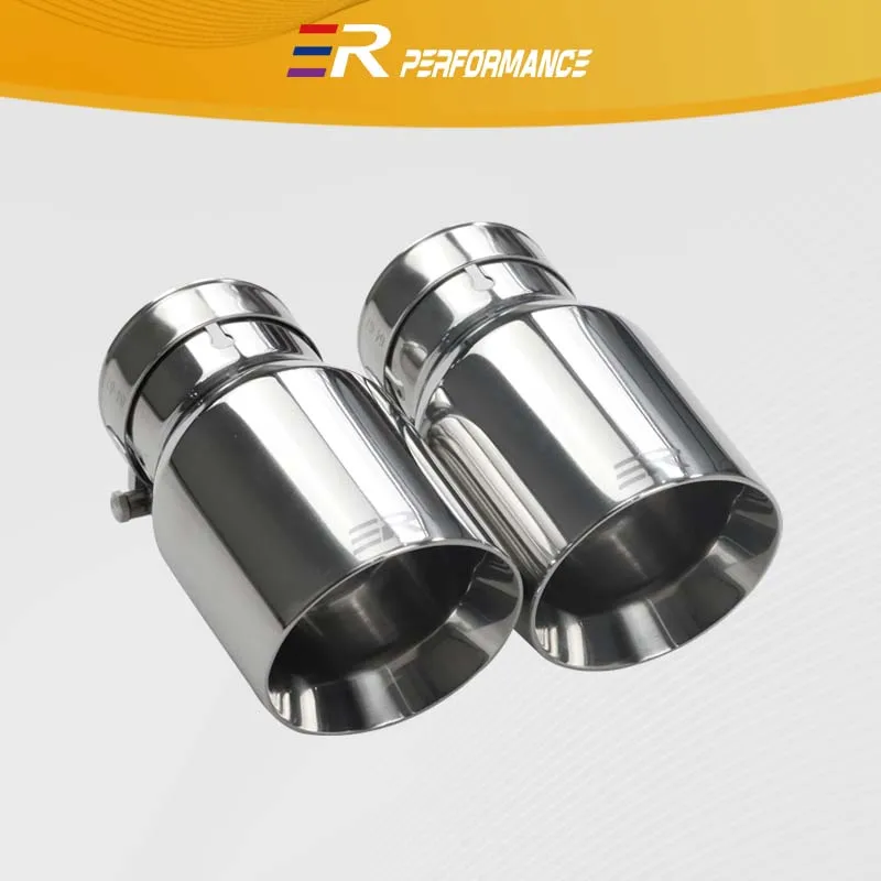 ER PERFORMANCE Puntas de escape de silenciador automático de acero inoxidable para coche inclinado de doble capa Universal