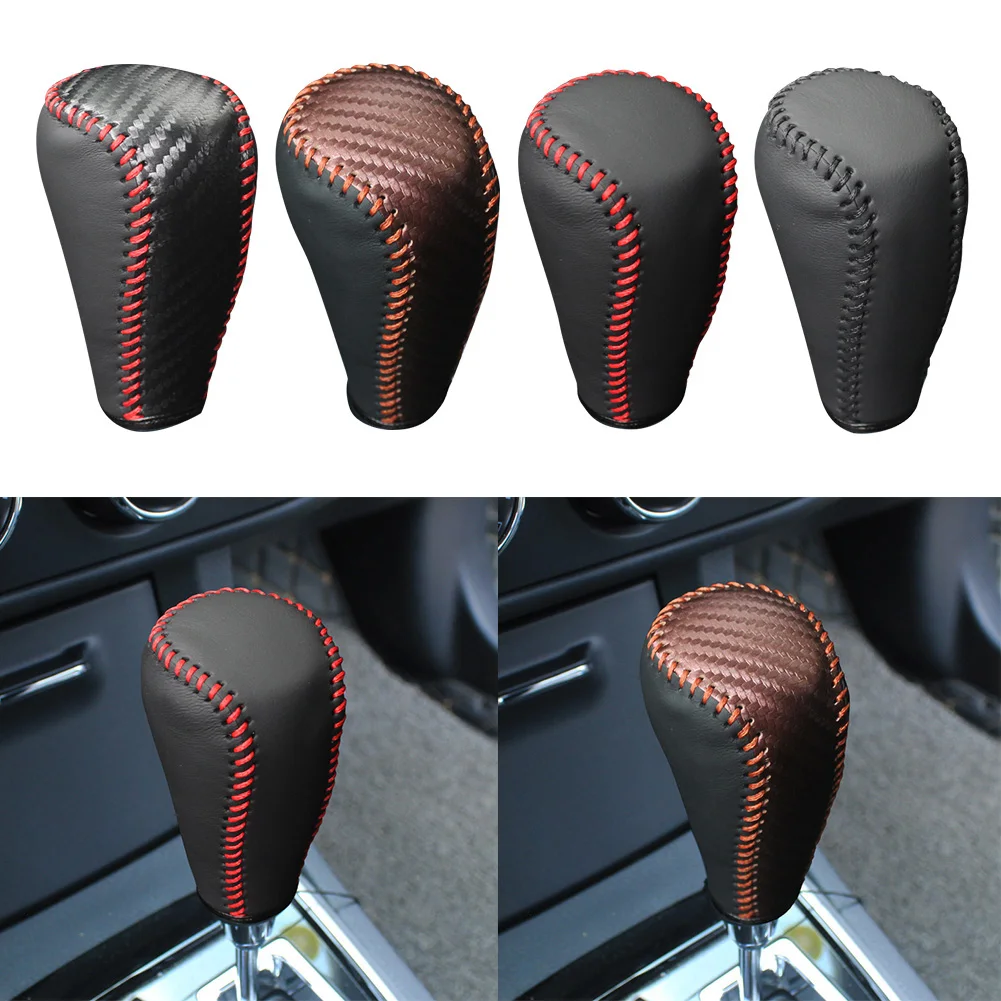 Car PU Leather Gear Shift Knob Cover Gear Shift Non-Slip Grip Handle Protective Covers Manual Speed for Toyota Camry RAV4