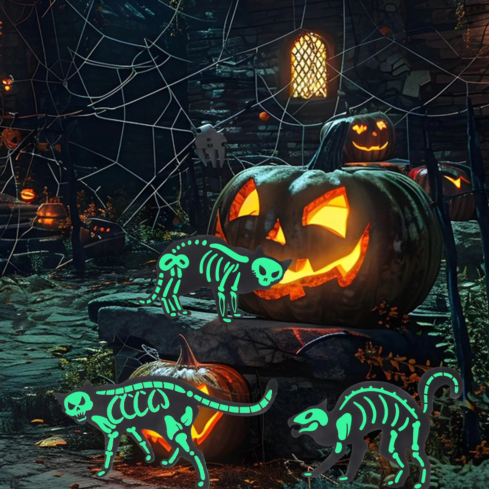 

6pcs Glowing Yard Decorations Outdoor Garden Lawn Spooky Decor Stakes Glow In The Dark Cat Garden Statues