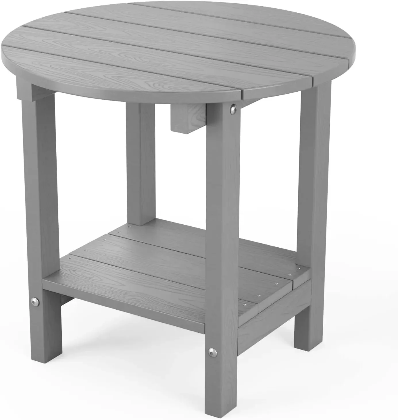 Round Outdoor Side Table Adirondack Tables 18 Inch Chairside End Tables with Storage Shelf, 2-Tier Plastic Patio Side Tabl