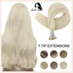 Full Shine I Tip Human Hair Extensions Stick Tip Keratin Remy Human Hair Pre Bonded Soft Straight Hair Extensions For Women