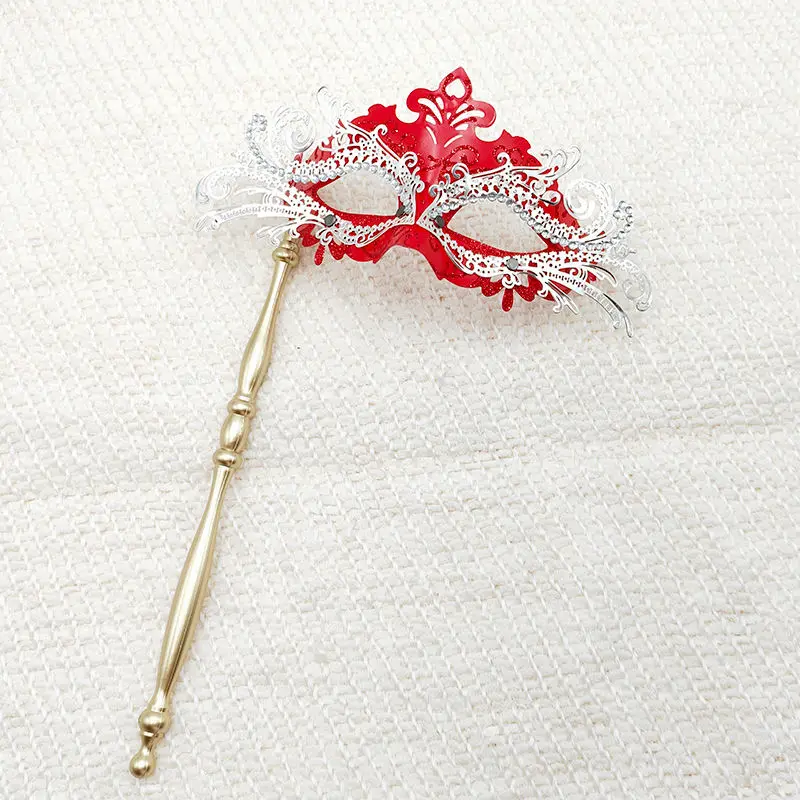 12color Handheld Women Masquerade Half Face Iron Masks With Stick Fashion Vintage Princess Halloween Carnival Cosplay Show Party 4