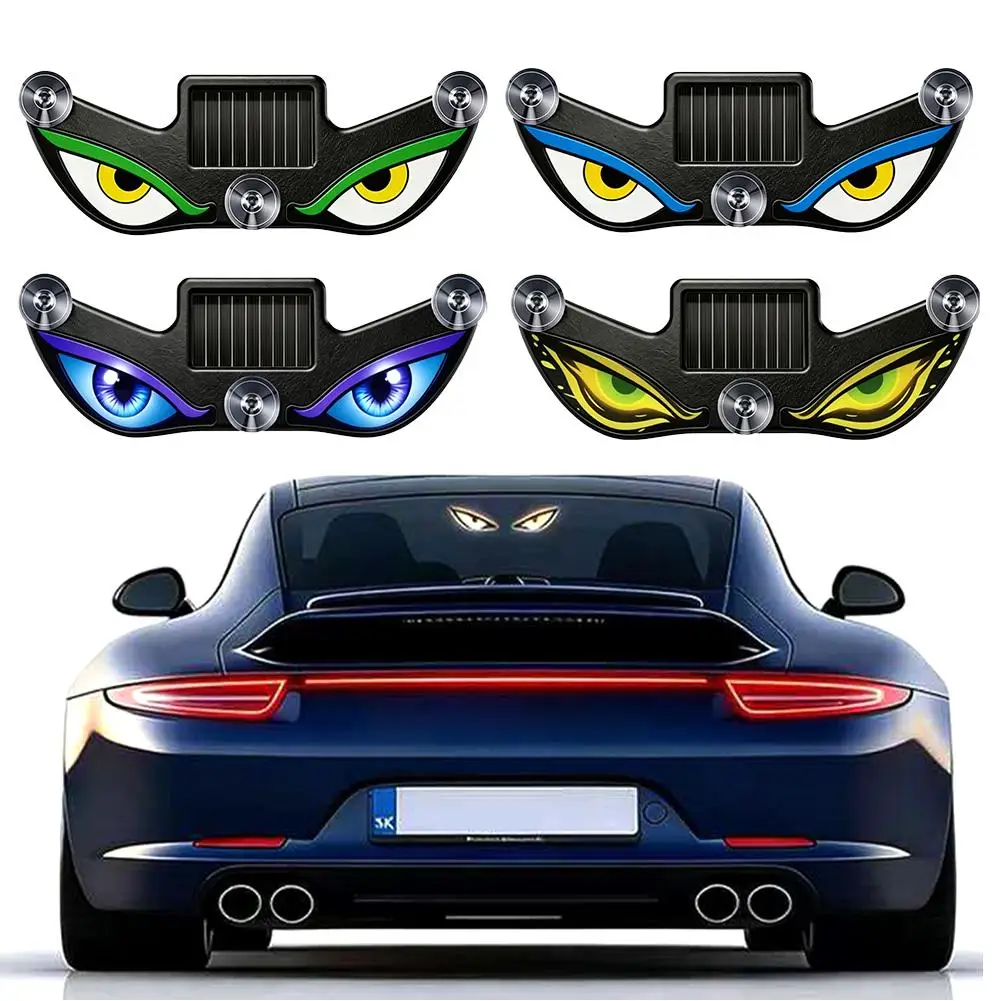 Solar LED Car Window Light Panel Eye Graphic Design Glowing Atmosphere Decor For Car Meets Night Driving Personality Accessory
