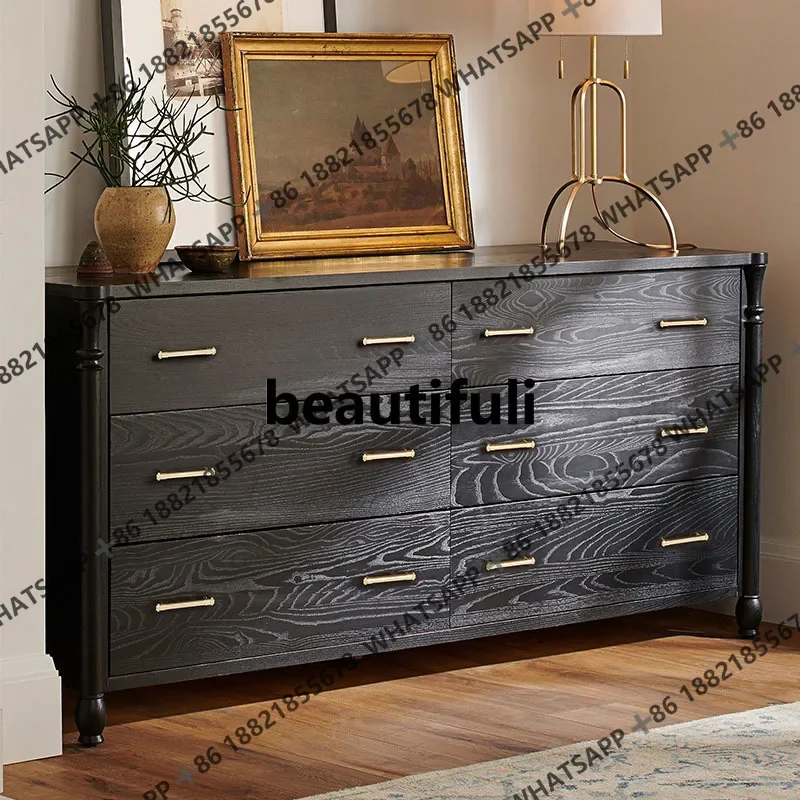 

Французский ретро шкафчик для спальни из цельного дерева, прикроватный шкаф для дома, гостиной, американский шкафчик H