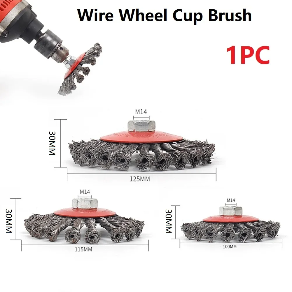 1Pcs Screw Twist-Knot Wire Wheel Cup Brush For Angle Grinder Steel Wire & Alloy Metals Twisted & Crimped Wire Brushes