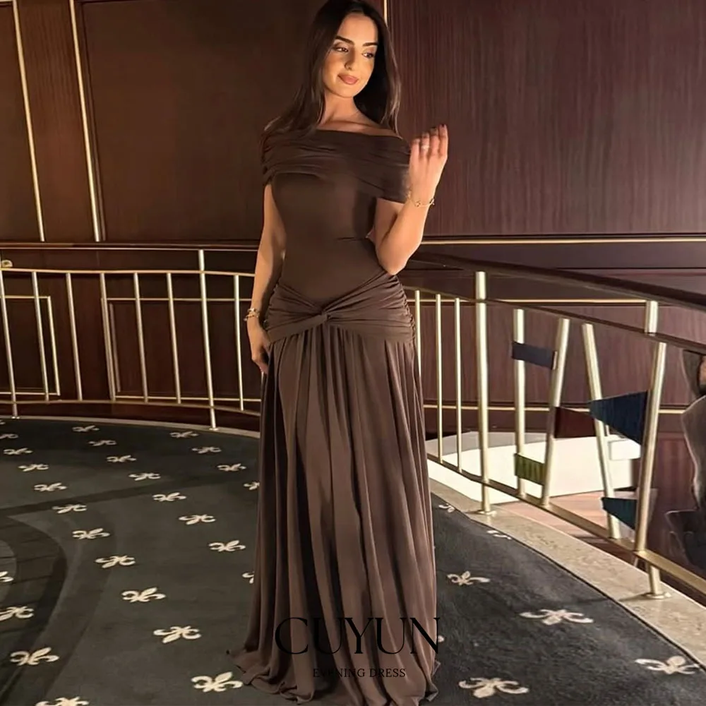 

CUYUN Off the Shoulder Saudi Evening Dresses Customized A Line Floor-Length Long Prom Gown Saudi Dubai Special Occasion Dresses
