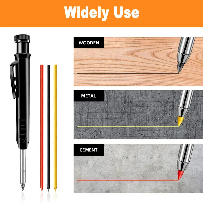 2.8mm Mechanical Pencil With Utility Knife Refill Lead Set For Carpenter Scriber Woodworking Deep Hole Mark Design Art Drawing