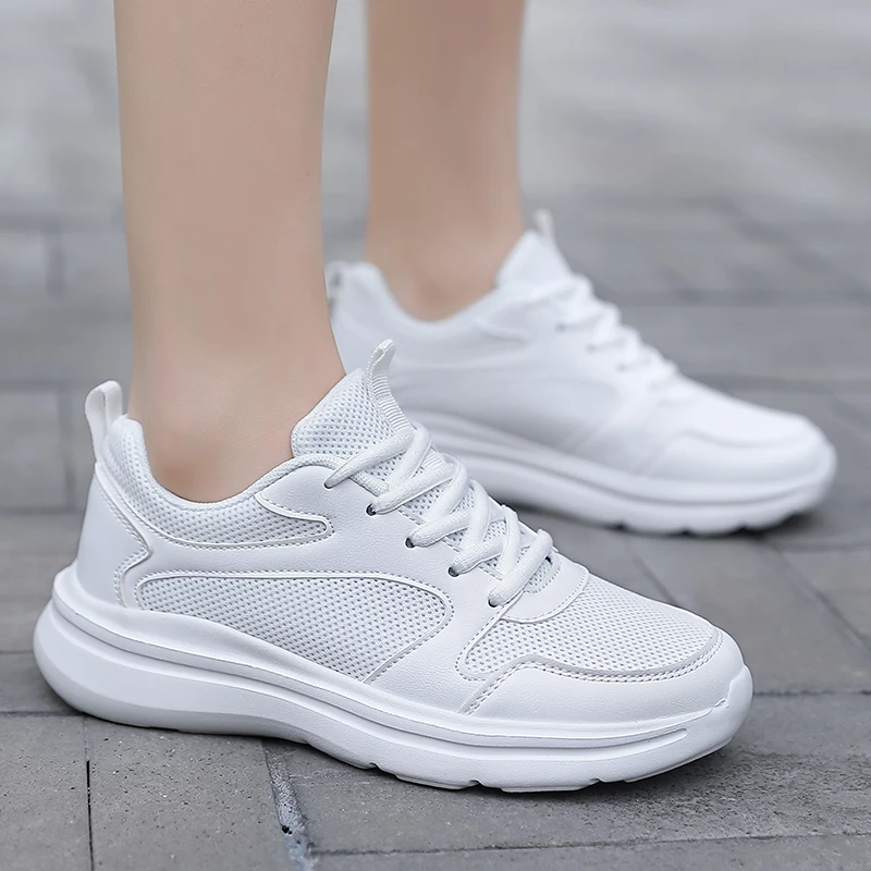 

Women Men Mesh Running Sneaker Summer Lace-up Sport Light Fitness Comfortable Breathable Black Walking Shoes Size 35-45