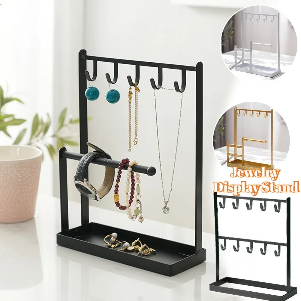 

Multifunctional Jewelry Display Rack Earrings Necklace Organizer Stand Women Bracelet Watch Desktop Storage Rack Home Storage