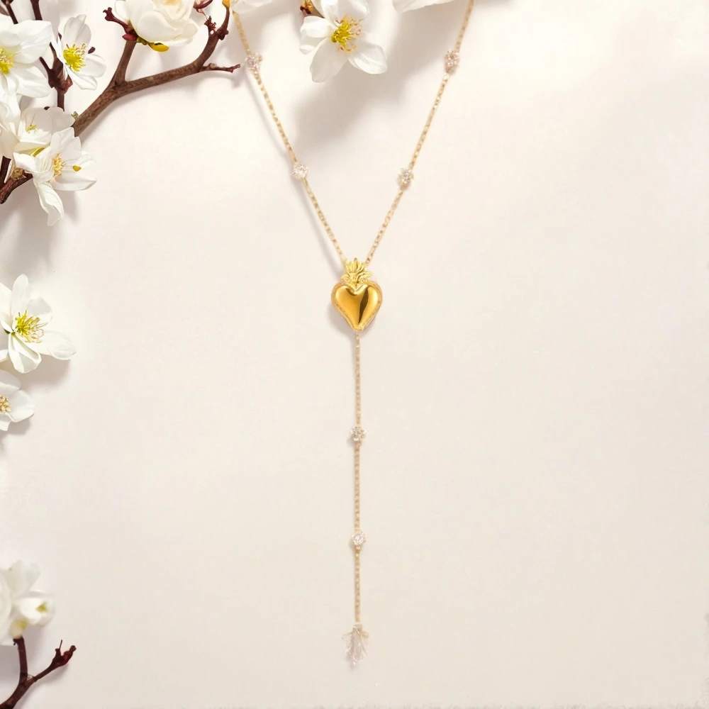 

Women's Necklace Inlaid with Zircon Cross Long Tassel Double-layer Stacked Stainless Steel Fashionable and Versatile Jewelry