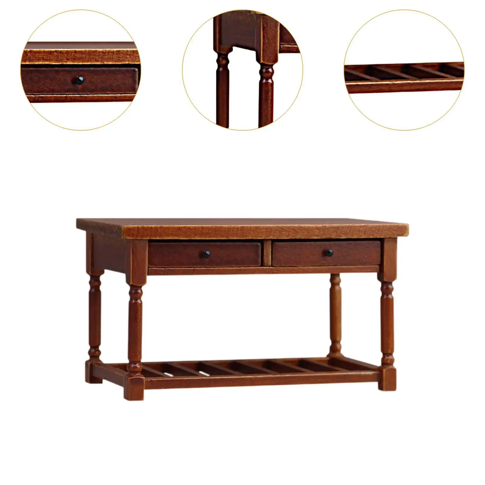 Mesa de madeira em miniatura para casa de bonecas/12 acessórios resistentes para móveis de casa de bonecas para decoração de paisagem em miniatura