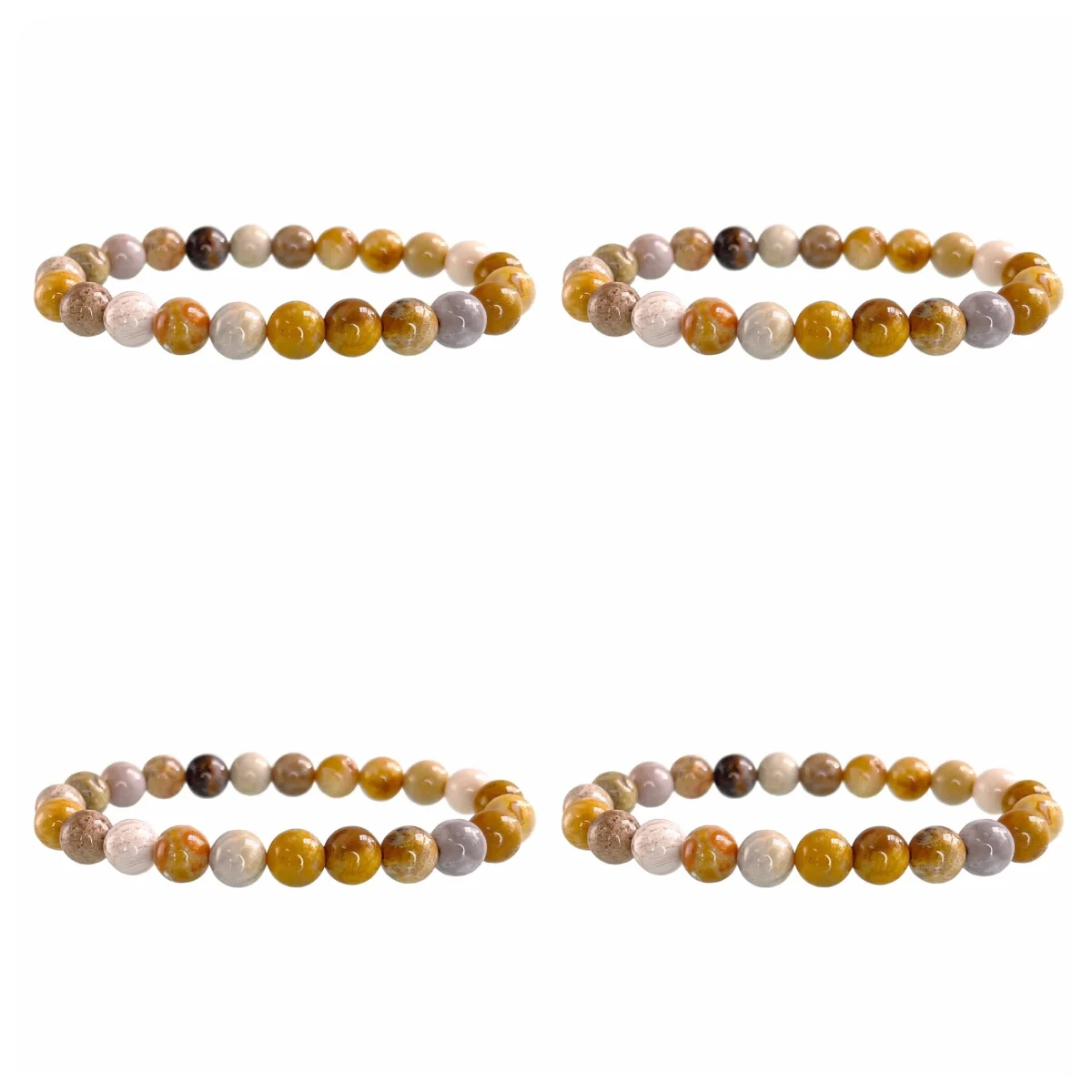Elastic Bangle Bracelets 6-8mm Natural Stone Beads Jewelry for Women Men - Agate Crystal Quartz Aquamarine Jade