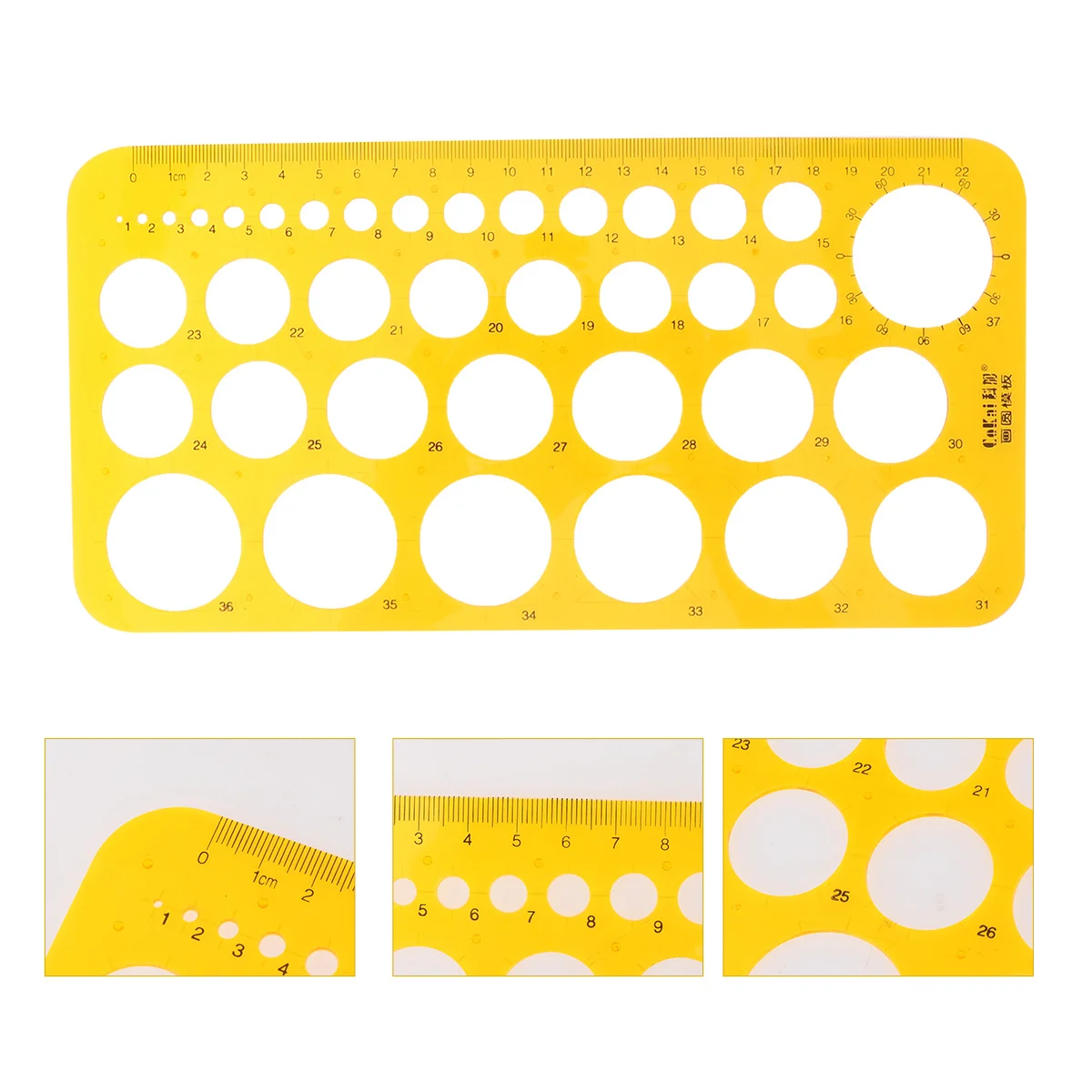 Circle Drawing Template Plastic Draft Ruler Orange Transparent Measuring Geometric Ruler for Architecture Network Technique