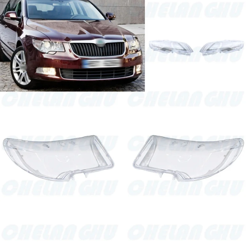 

1 пара крышек для автомобильных фар Skoda Superb 2008 2009 2010 2011 2012, абажур, яркий корпус, объектив для передней фары