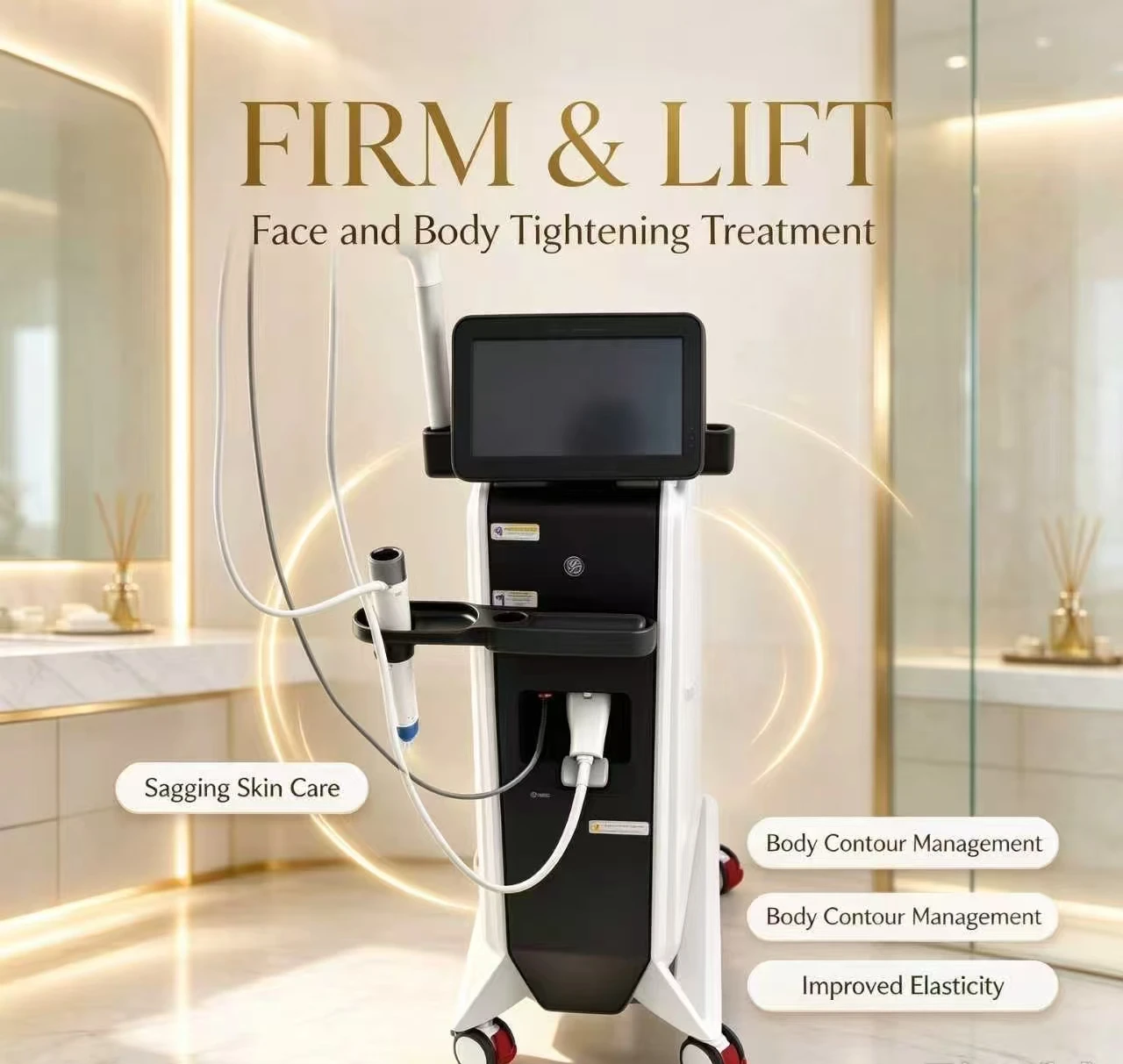 Multi frequency skin tightening device for non-invasive anti-aging beauty care, body lifting, and wrinkle removal