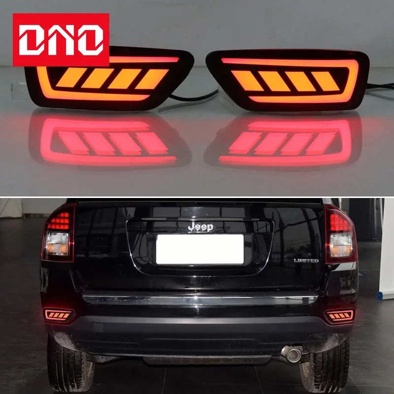 12V Car LED Rear Bumper Lamps For Jeep Compass 2011 - 2015 Brake Light Turn Signal Backup Reflector Lamp Fog Lights