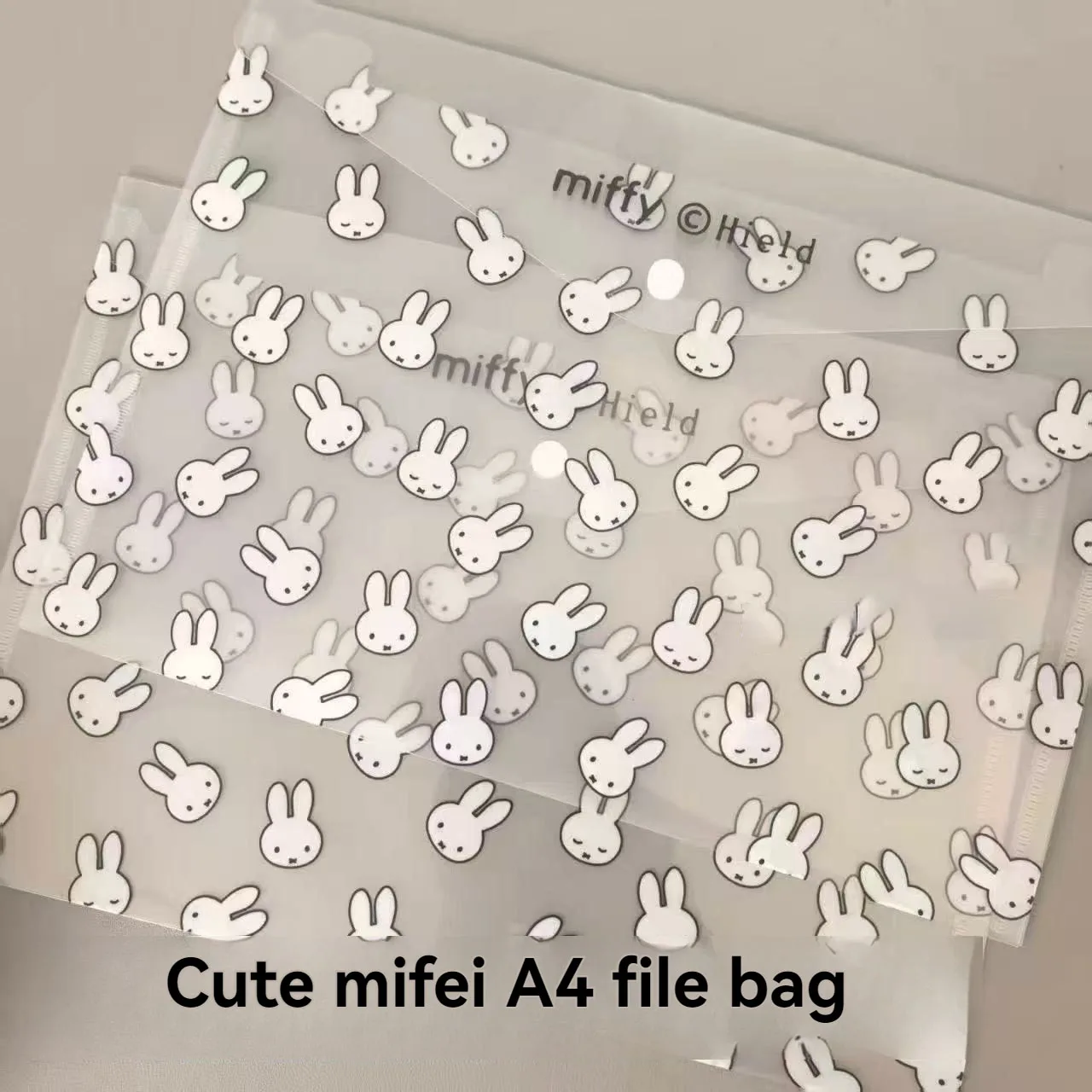 Sac de rangement A4 à bouton-pression Miffy, 1/3 pièces, mignon, grande capacité, imperméable, épais, pour étudiants, marchandise de marque Miffy