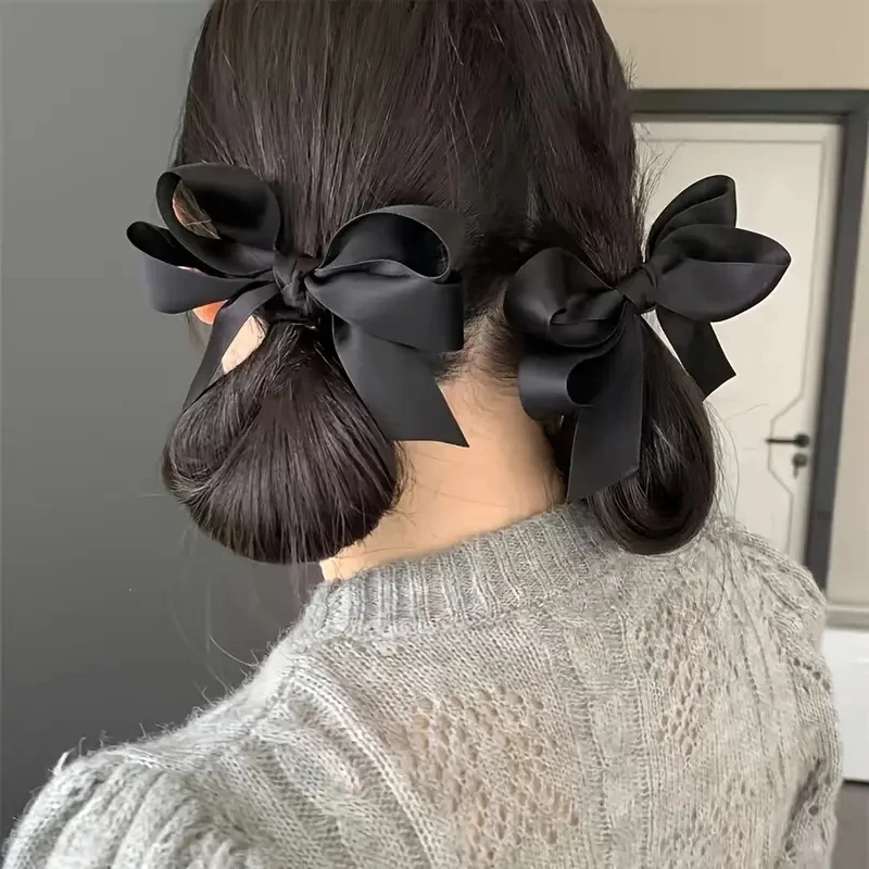 3 stks Modieuze Leuke Stof Haarboog Lint Haarspeldjes en Hoofddeksels voor Vrouwen Zwart Wit Boog Top Clip Elegante Haaraccessoires