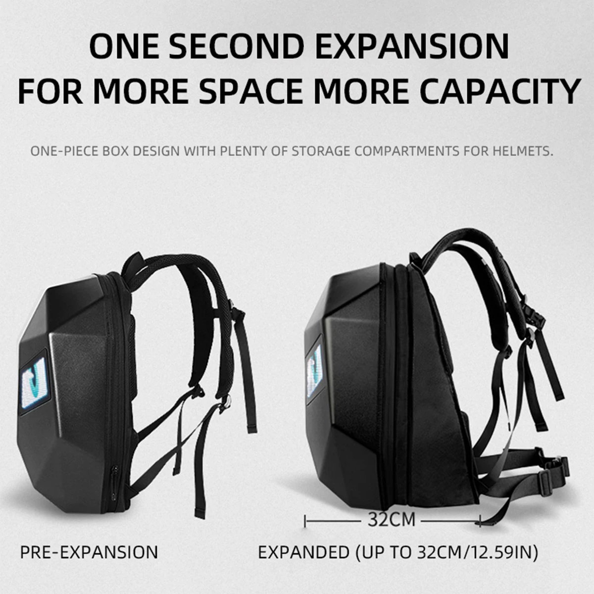 LED Devil's Eye Knight Cycling Backpack Dynamic Eye Hard Shell Large Capacity Outdoor Helmet Bag ATV&UTV Accessories