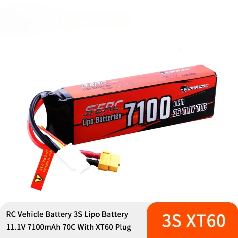 

3S 11.1V Lipo Battery 7100mAh 70C Soft Pack with XT60 Connector for RC Model Vehicle Car Truck Tank Buggy Racing Hobby