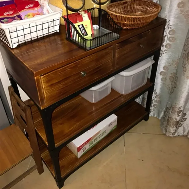 

Kitchen Drawer Counter Solid Wood Storage Cabinet Solid Wood Locker Vintage Shelf Low Container Bucket Cabinet Dining Side Table