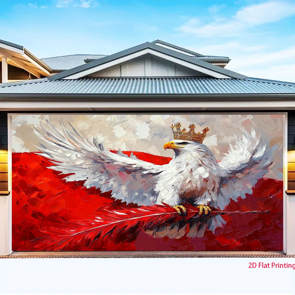 2D Flat Banner, 1 piece - Majestic crowned eagle poised for flight, multi-functional banner background fabric