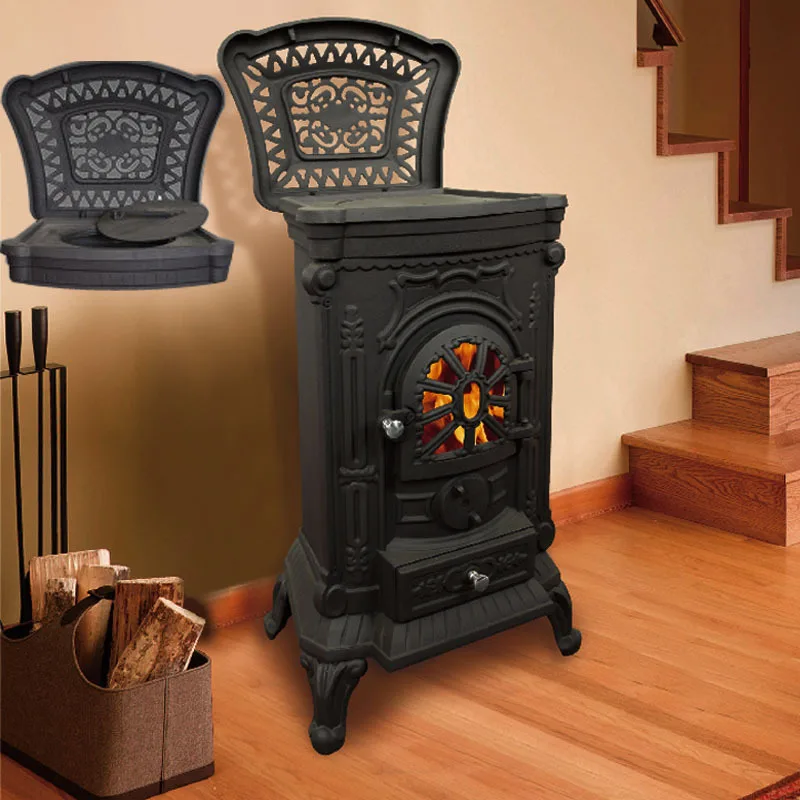 

Domestic Heating Cast Iron Wood Burning Stove European Style Freestanding Fireplace Stove