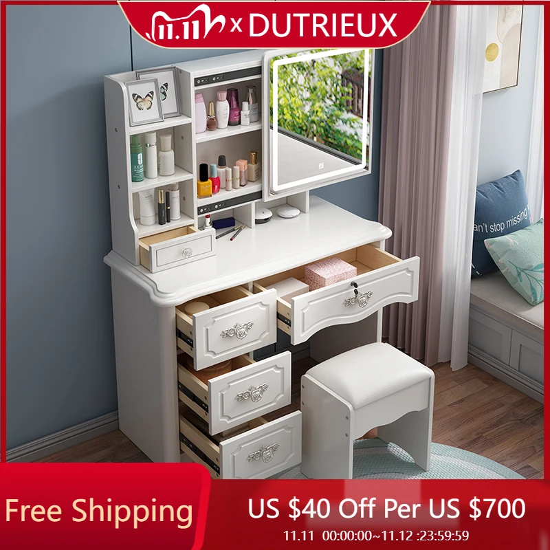 

Tall Luxury Dressing Table Bedroom Storage Drawers Mirror Vanity Table Living Room Shelf Comoda Pra Quarto Chinese Furniture