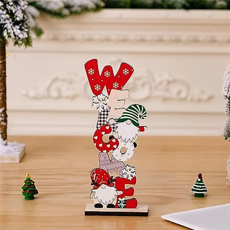 HGFLE-ديكور عيد الميلاد الخشبي، قطع مركزية لعيد الميلاد للطاولات، ديكور طاولة عيد الميلاد الخشبي سانتا كلوز، زخارف خشبية متينة