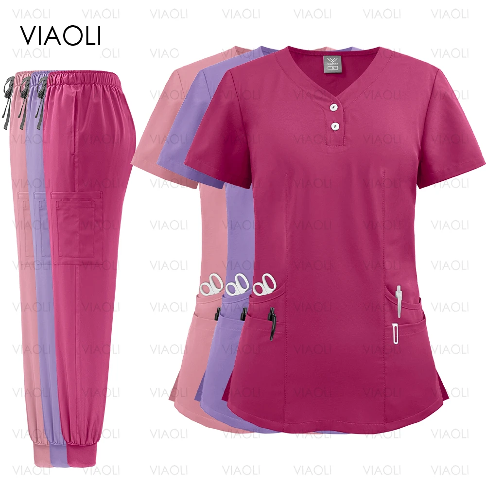 

Beauty Agency Work Clothes Scrub Suit Women Pet Shop Veterinary Nursing Accessories Medical Uniform Soft Tops Pants Jogger Suits