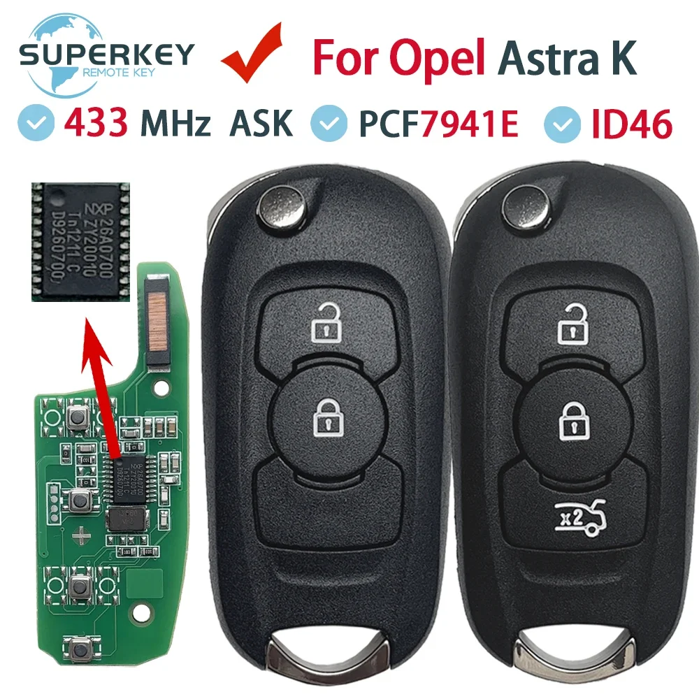 

Для Opel Astra K Vauxhall Buick Verano Excelle GT дистанционный умный Автомобильный ключ 2 3 кнопки 315 434 МГц ID46 PCF7941E