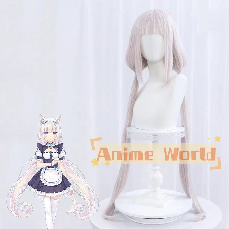 Nekopara Vanilla Cosplay Wig Anime Women Girls Halloween Synthetic Hair Heat