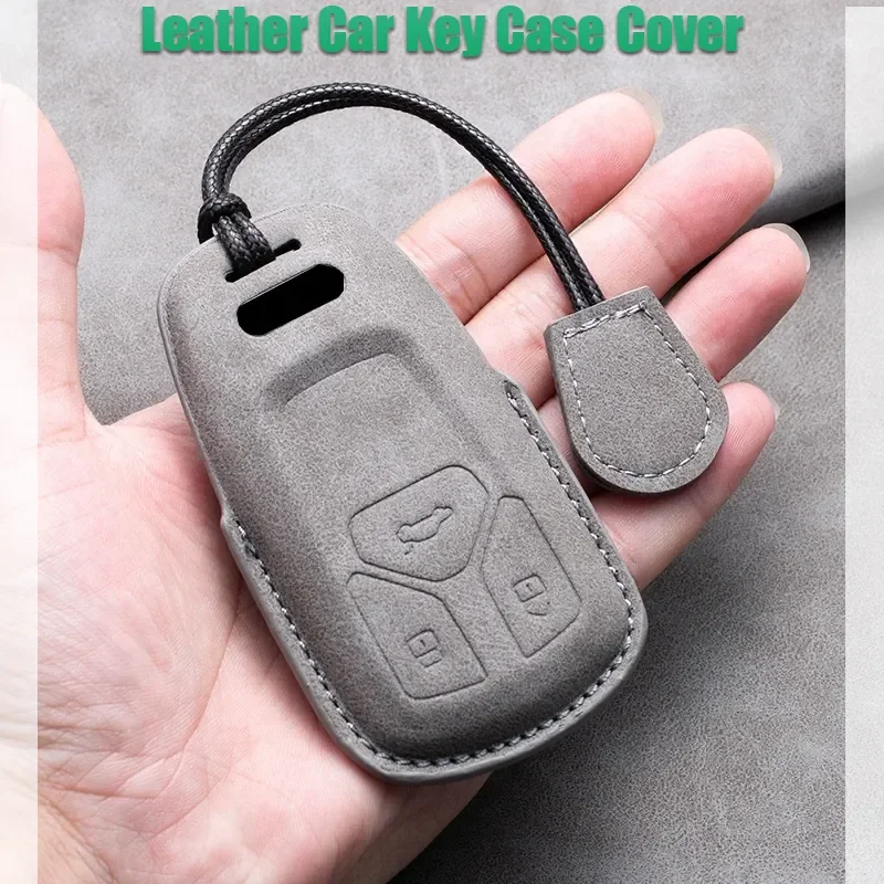 

Leather Car Smart Key Case Full Cover Protector Shell For Audi A1 A3 A4 A5 A6 A7 A8 B9 8V 8W 8S Q3 Q5 Q7 S8 R8 TT TTS Keychain