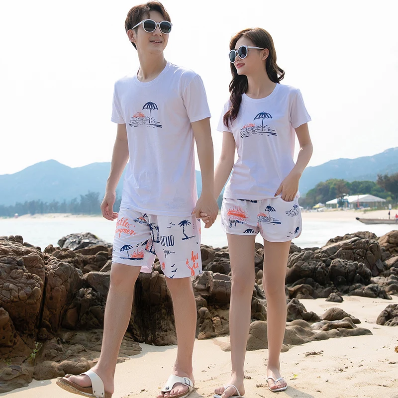 

Couple's Qui Dry Loose Beach orts Summer Vaion Holiday Set Women's Sle Sanya Beach Tour Sports Yoga Fitn Fans