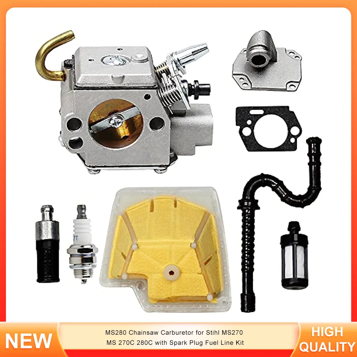 MS280 Chainsaw Carburetor for Stihl MS270 MS 270C 280C with Spark Plug Fuel Line Kit